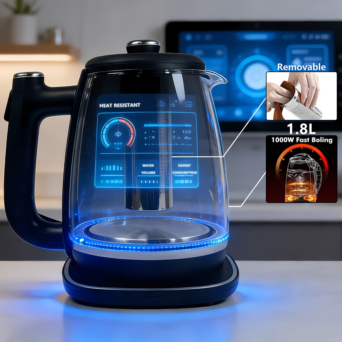 Electric Kettle 1.8L Stainless Steel ¨C Fast Boil with Auto Shut-Off, Boil-Dry Protection, Removable Filter & 360¡ã Swivel Base, BPA-Free Hot Water Kettle for Tea, Coffee & Baby Formula