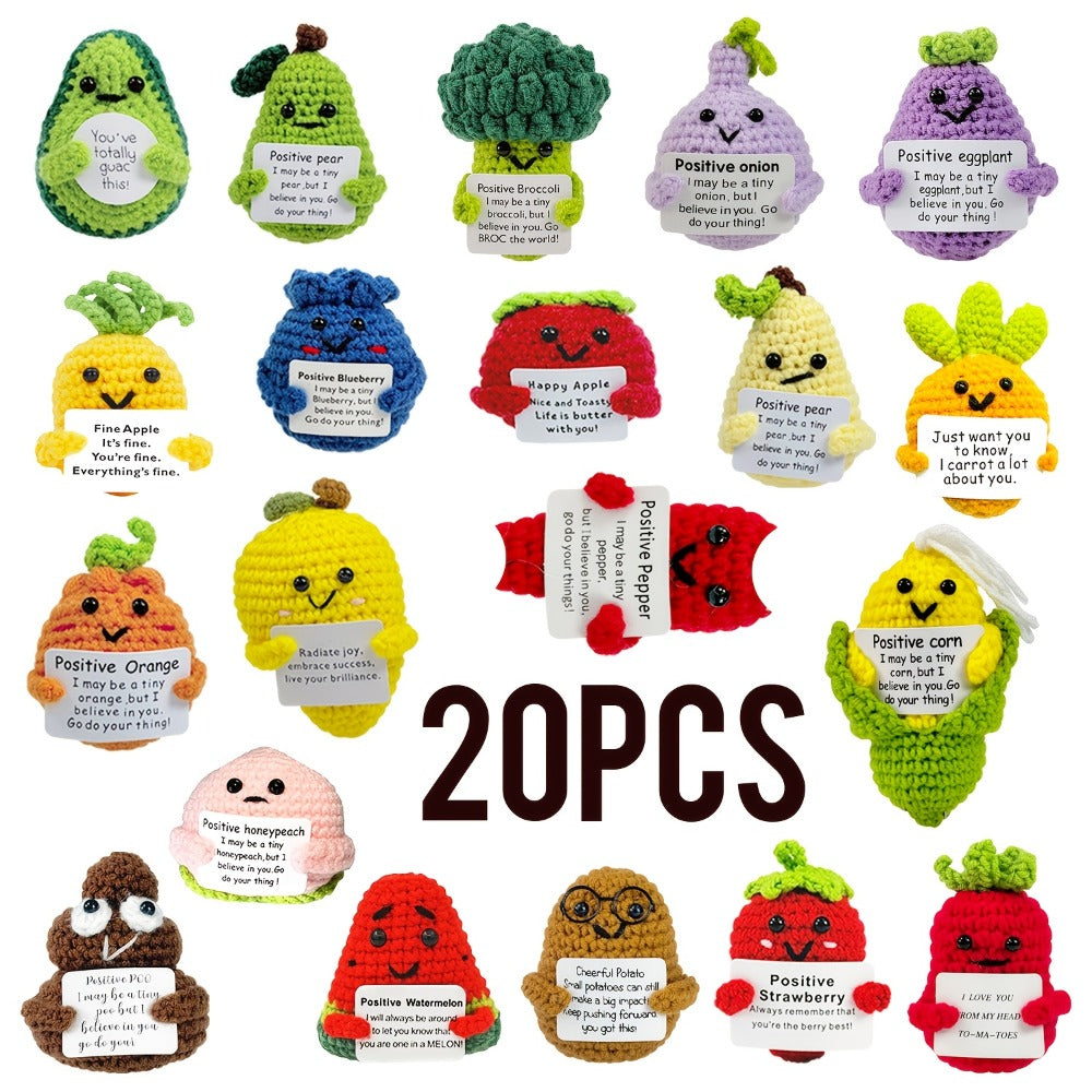 Crochet Doll Set 20pcs Handmade Emotional Support Dolls ¨C Cute Collectible Okra Plush Figures, Birthday Gift for Women Men Mom Dad Kids Teacher Friend Coworker