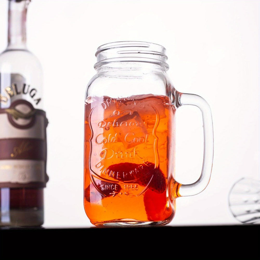 24oz Mason Jar Drinking Glasses with Handle 4 Pack ¨C Party Beverage Cups, Dishwasher Safe Glass Mugs