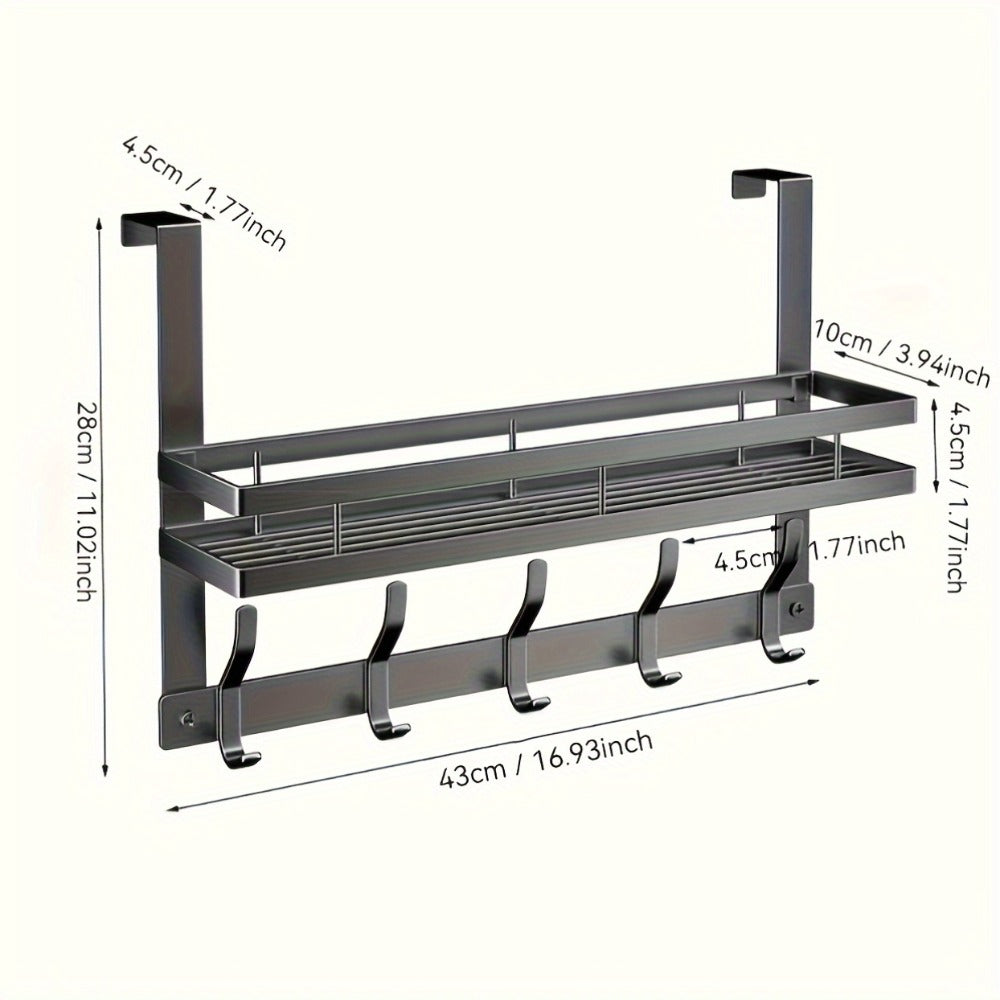 Over Door Hook Rack No Drilling Metal Storage Organizer ¨C 4 5 6 Hooks for Bedroom Bathroom Kitchen, Versatile Door Hanger for Coats Towels Bags & Robes