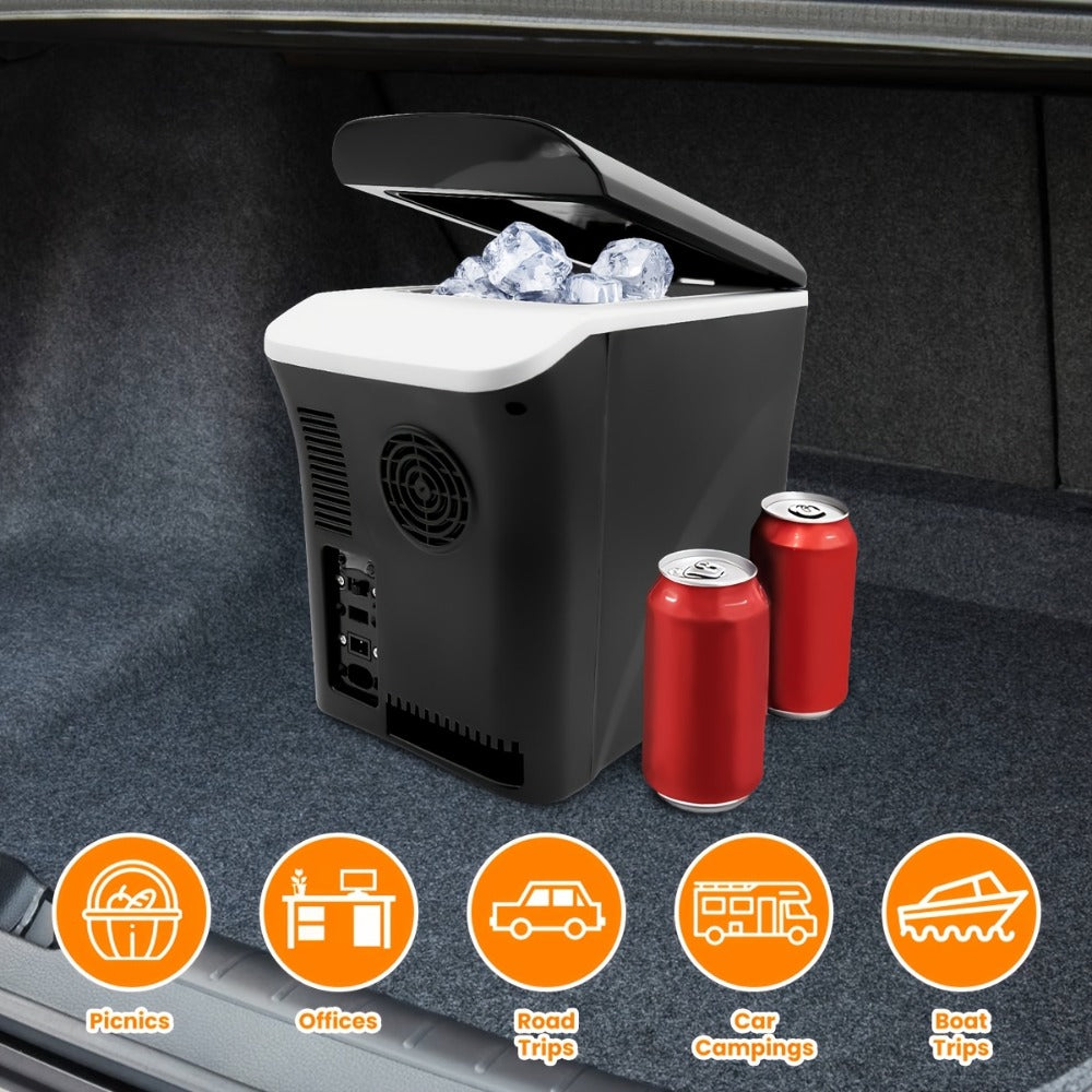 Car Mini Fridge, 3 Gallon 12V/24V DC Portable Car Refrigerator Cooler ¨C Cools to -7¡ãC, Fits 12x330ml Cans, Low Noise & Shockproof Design for Road Trip, RV, Camping and Outdoor Adventures