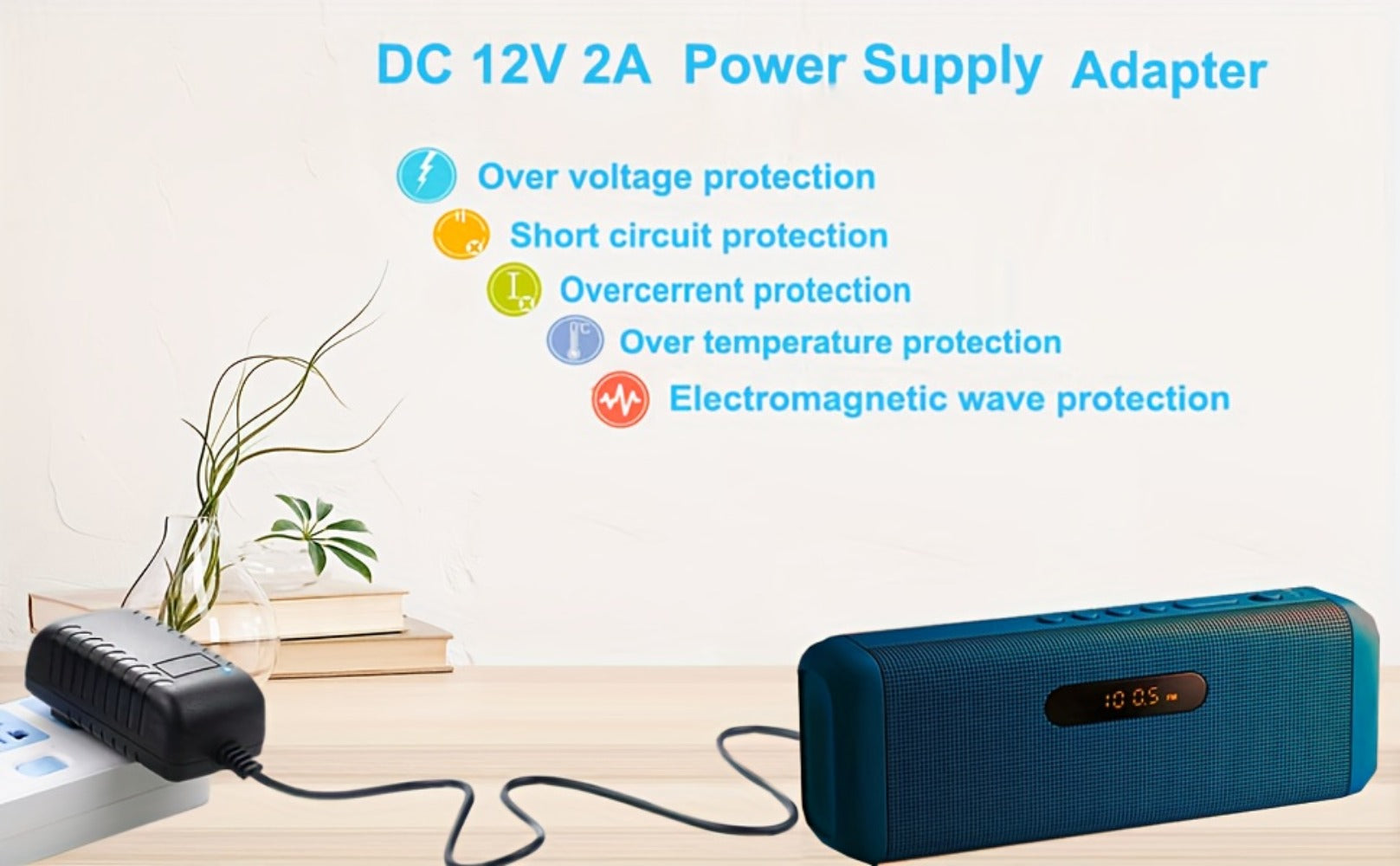 12V 2A AC DC Power Supply Adapter 11-in-1 with 10 Tips 100-240V 50-60Hz Universal DC Transformer for LED Light CCTV Camera Router BT Speaker GPS Webcam 4.9ft Cord