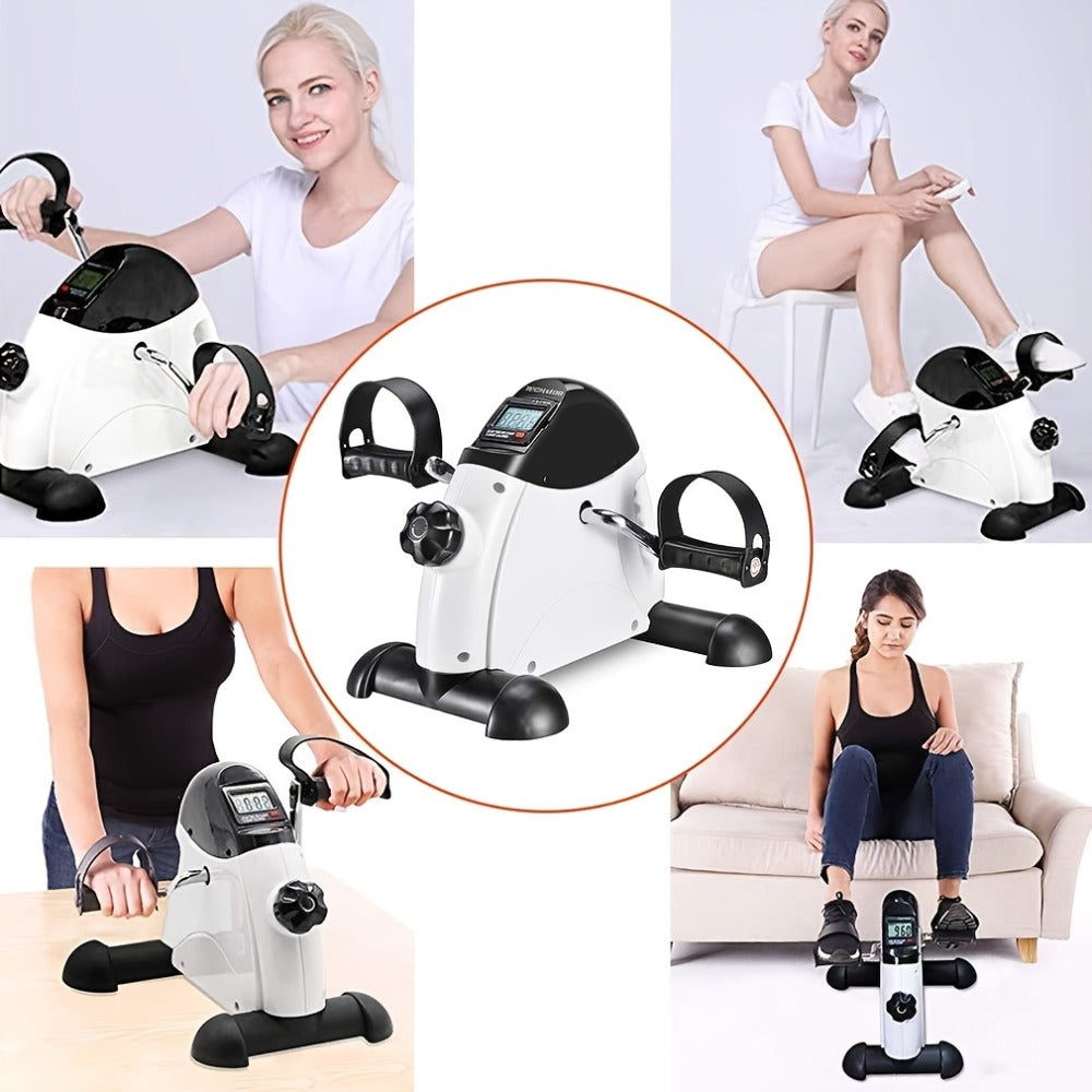 Portable Elliptical Trainer Mini Exercise Bike Under Desk Pedal Exerciser LCD Display 8 Resistance Levels Silent 350lb Capacity Arm Leg Training for Home Office Seniors