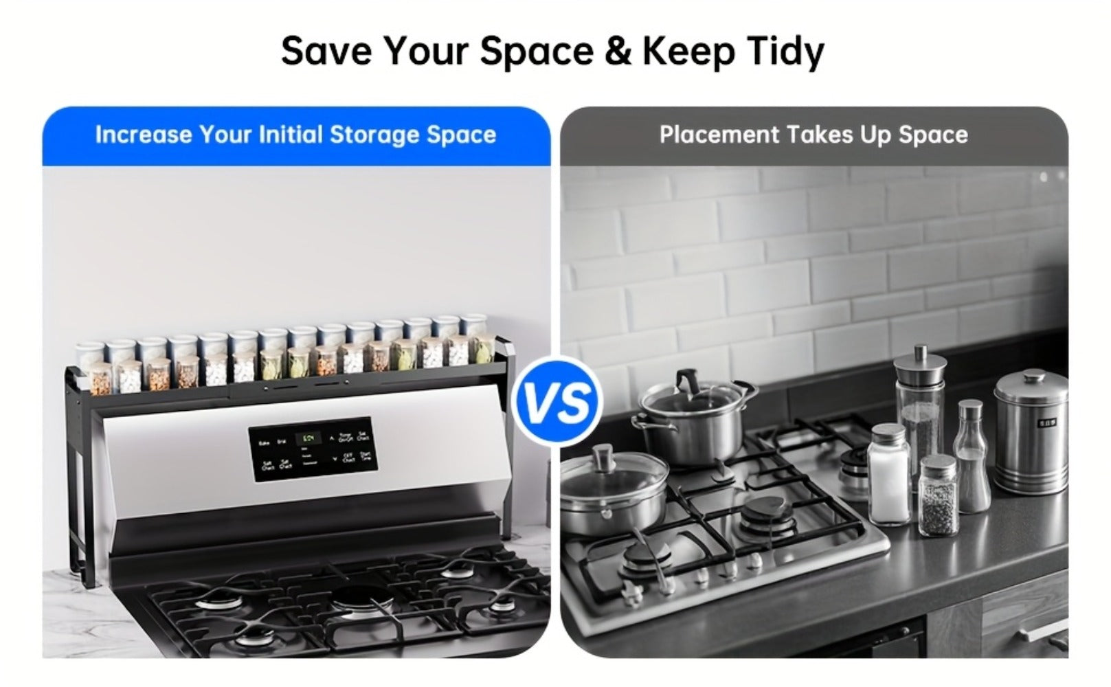 Stove Shelf Spice Rack Organizer ¨C Expandable Adjustable Height Kitchen Storage Rack for Back of Stove, Over Sink, Counter Top Organization