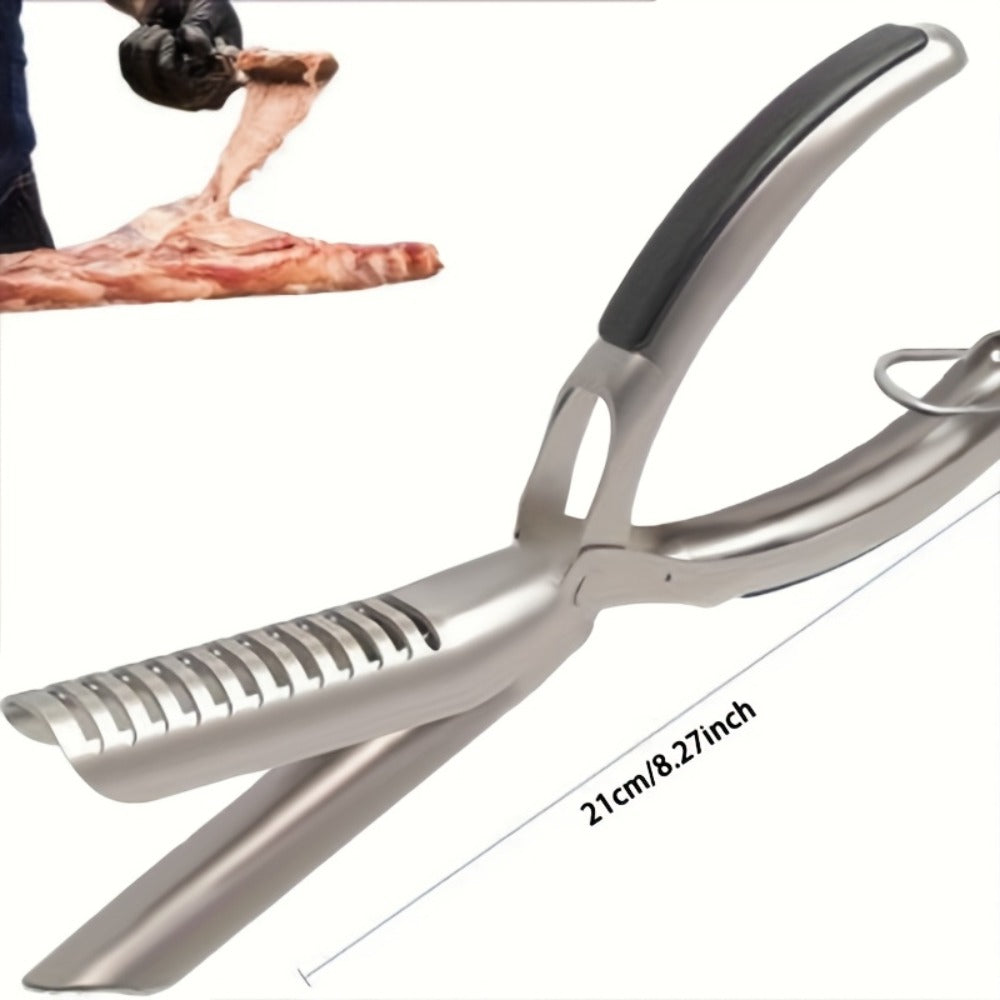 BBQ Rib Membrane Remover Tool Stainless Steel Rib Peeler with Ergonomic Handle, Food Grade Manual Rib Prep Kitchen Gadget for Grilling, Smoking, Home Cooks and Professional Chefs
