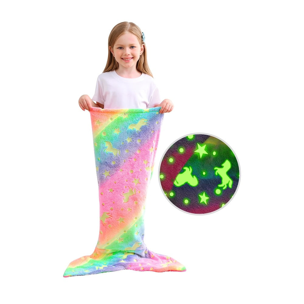Mermaid Tail Sleeping Bag Blanket for Kids & Adults - Soft Flannel 200GSM Anti-Kick Cozy Bed Cover, Fun Novelty Bedding for Girls Boys Sleepovers Camping, 5 Colors: Green Red Blue Purple Yellow