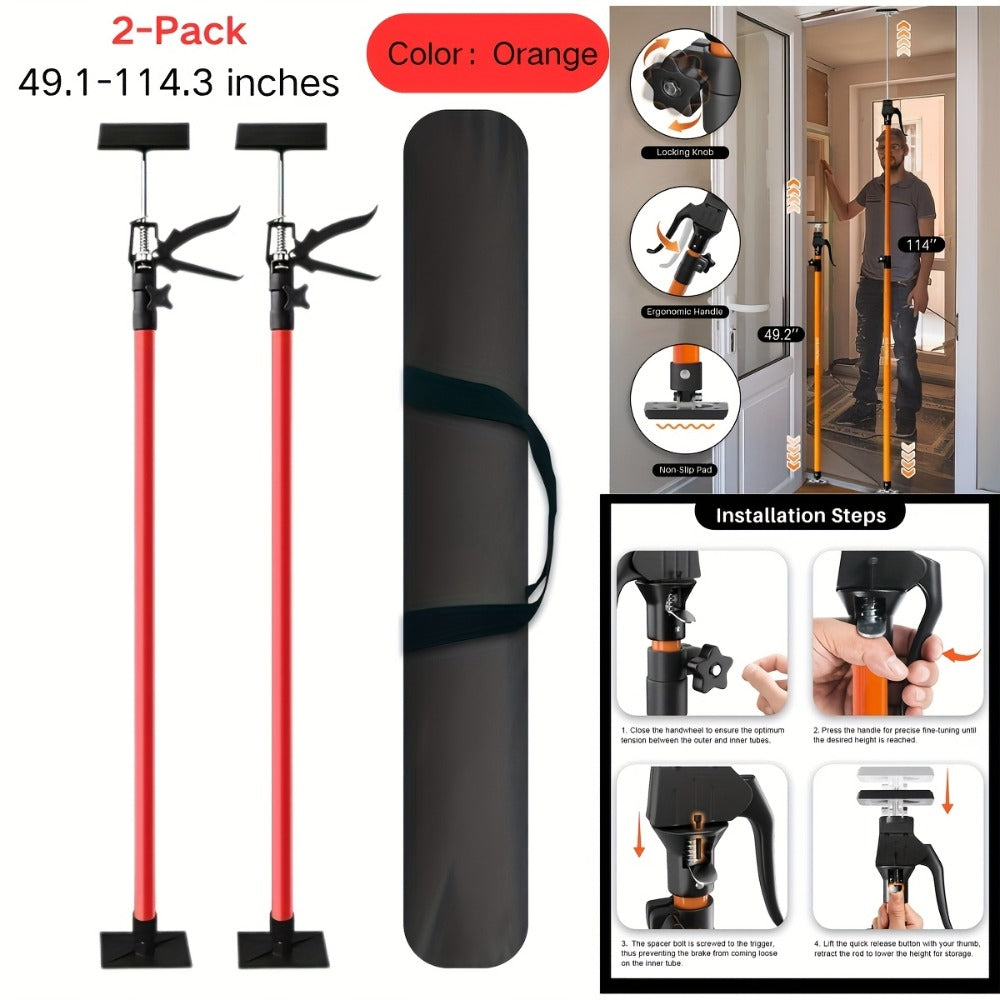 Adjustable Steel Support Rods for Drywall & Cabinet Installation, Extendable Construction Support Poles 19.7¡±-45.3¡± / 45¡±-114¡±, Manual Lifting Tool Height Adjuster for Home Renovation, 2PCS & 4PCS Sets