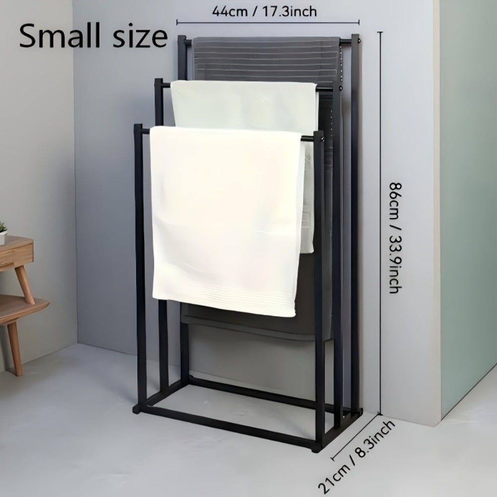 Towel Rack Freestanding 47 Inch Tall 3-Tier Floor Standing Towel Holder for Bathroom Bedroom Pool Outdoor - Oversized Bath Towel Drying Stand for Blankets Quilts Beach Towels Hot Tub Gym