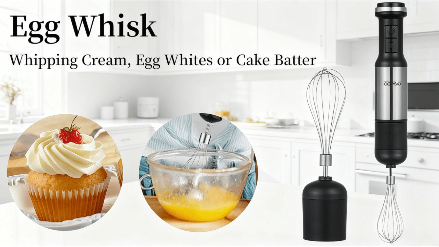 800W Immersion Hand Blender 5-in-1 Set ¨C Stainless Steel Stick Mixer with Whisk, Frother, 1000ml Cup & 450ml Food Chopper for Smoothies, Soup & More