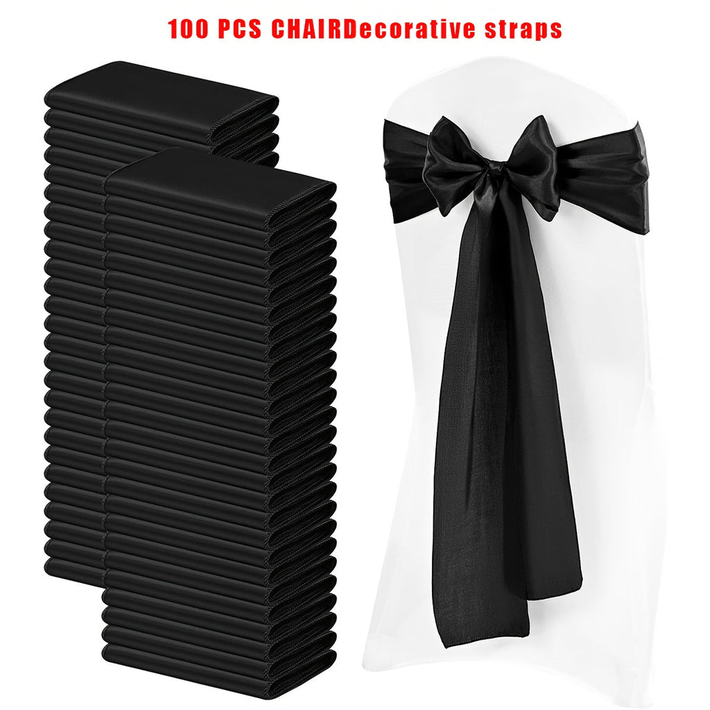 100pcs Satin Chair Sashes Bows for Wedding Banquet Party Event Decoration ¨C 13 Colors, 18¡Á275cm