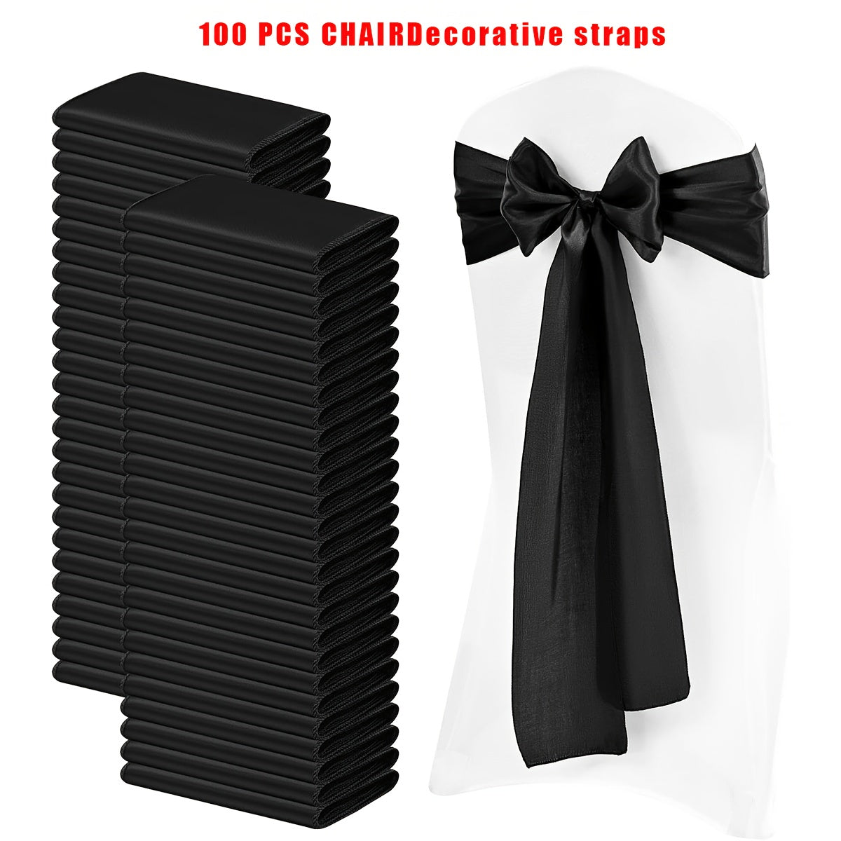 100pcs Satin Chair Sashes Bows for Wedding Banquet Party Event Decoration ¨C 13 Colors, 18¡Á275cm