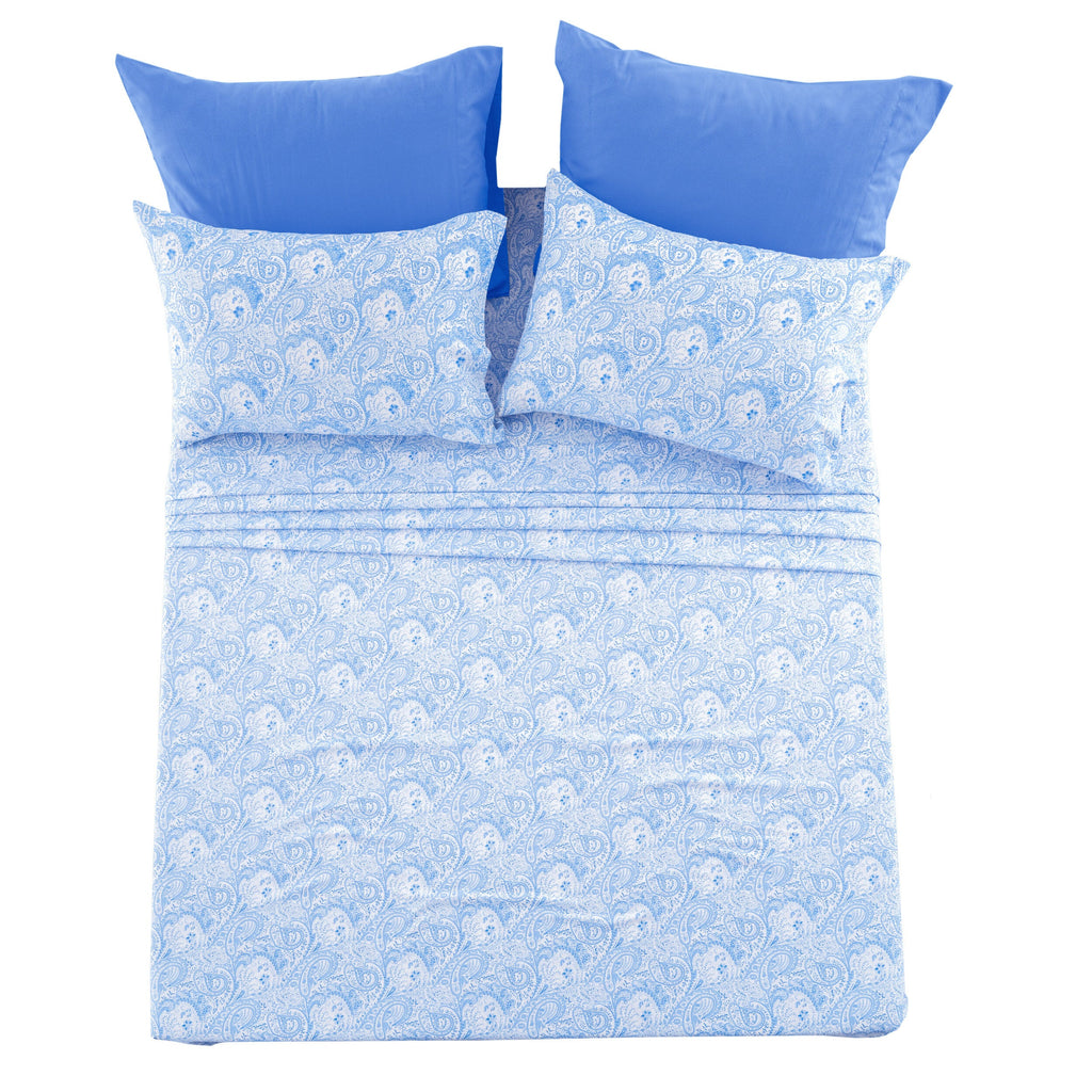 Paisley Bed Sheet Set 6-Piece Soft Brushed Microfiber Deep Pocket Fitted Sheet Wrinkle Free All-Season Comfort