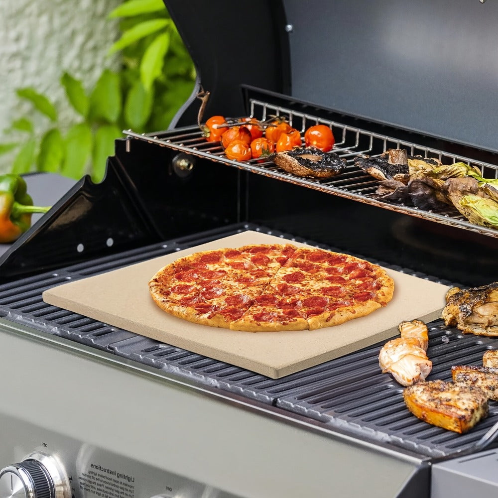 Pizza Stone for Oven and Grill Heavy Duty Cordierite Baking Stone Thermal Shock Resistant for Pizza Bread Rectangular 15x11.8 Inch Round 15 Inch