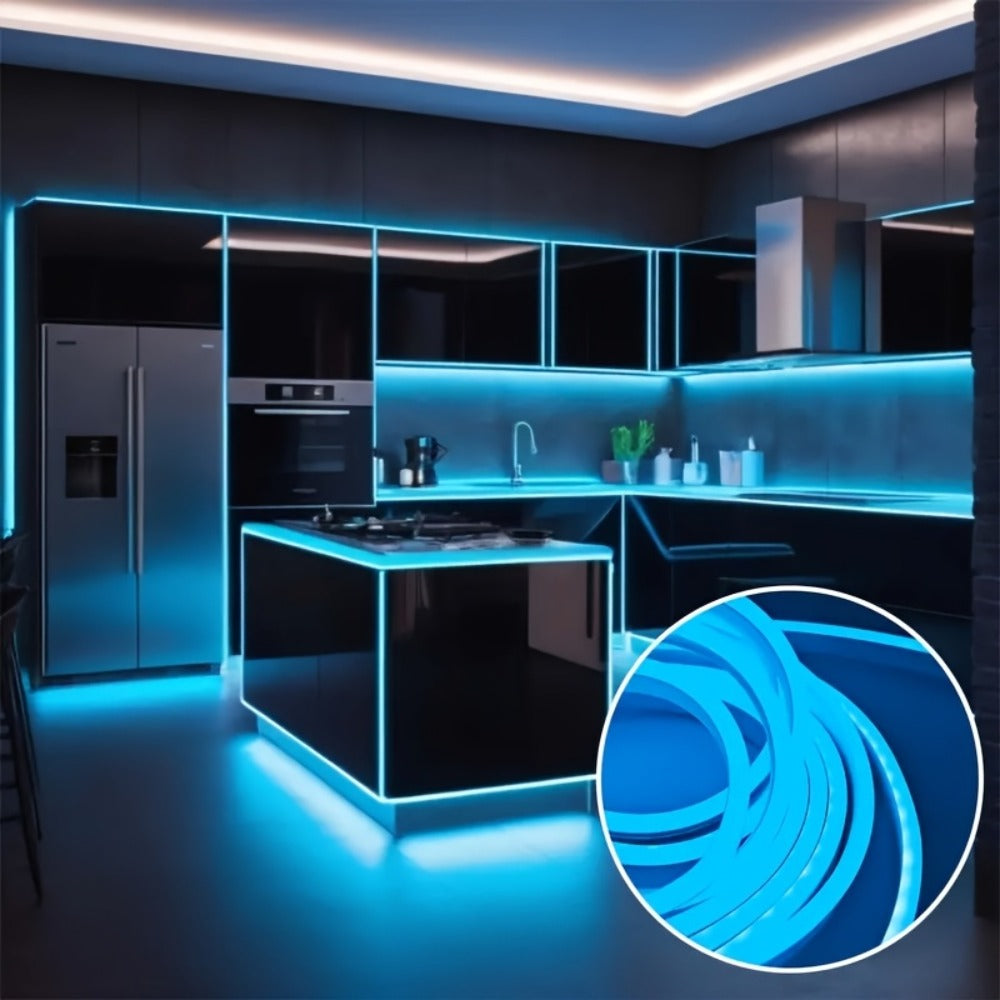 LED Neon Light Strip 32.8ft 10m 1200 LEDs Super Bright, IP65 Waterproof 24V Flexible Neon Strip with Power Adapter & Mounting Clips, White Pink Warm White Ice Blue, Bedroom Kitchen Outdoor Christmas Halloween Decor
