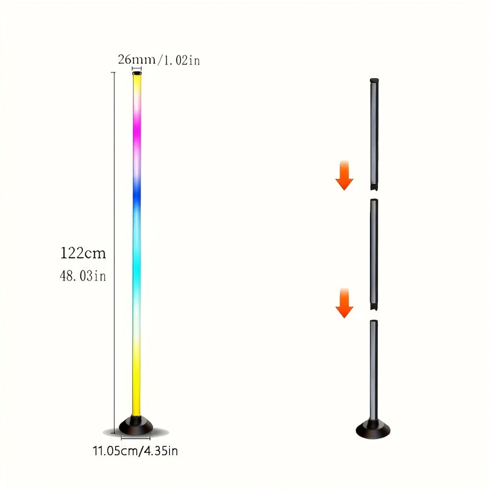 LED Corner Floor Lamp RGB Color Changing - USB Powered Smart Floor Lamp with App & Remote Control, IC+RGBW Music Sync, Dimmable 16 Million Colors Ambient Night Light for Living Room Bedroom Gaming Room