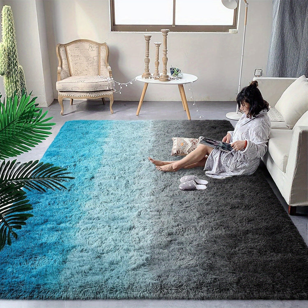 Area Rug Plush Mat Non-Slip Gradient Design Machine Washable Living Room Bedroom Rug Multi-Color Large Size Soft Polyester Floor Mat Home Decor Accent