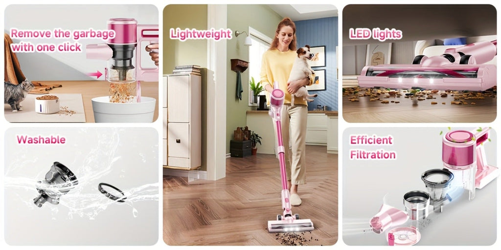 Cordless Vacuum Cleaner 55KPa 8-in-1 Stick Vacuum with LED Light 180¡ã Swivel Lightweight Wireless for Hardwood Carpet Pet Hair Stairs Car Sofa Home Office