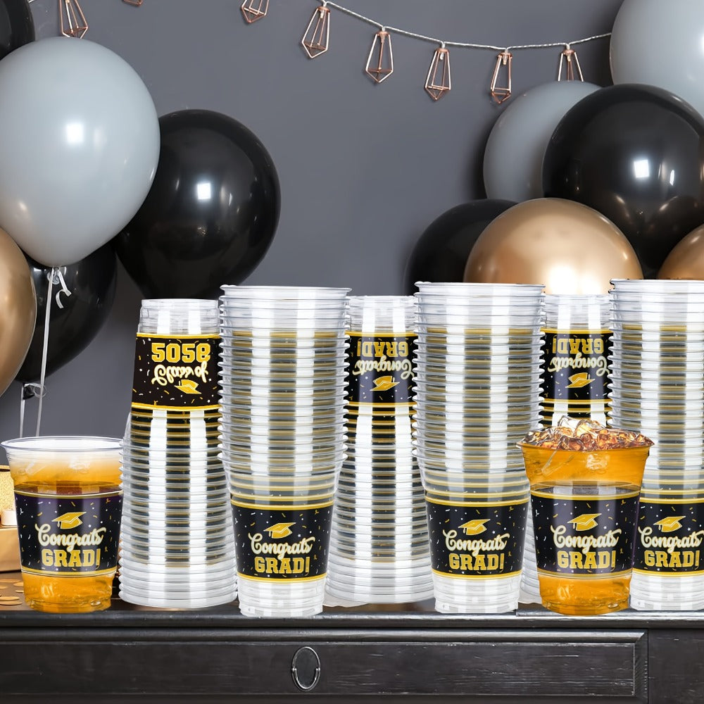 100Pcs Graduation Party Cups Class of 2026 Disposable Plastic Cups Congrats Grad Celebration Tableware Party Supplies