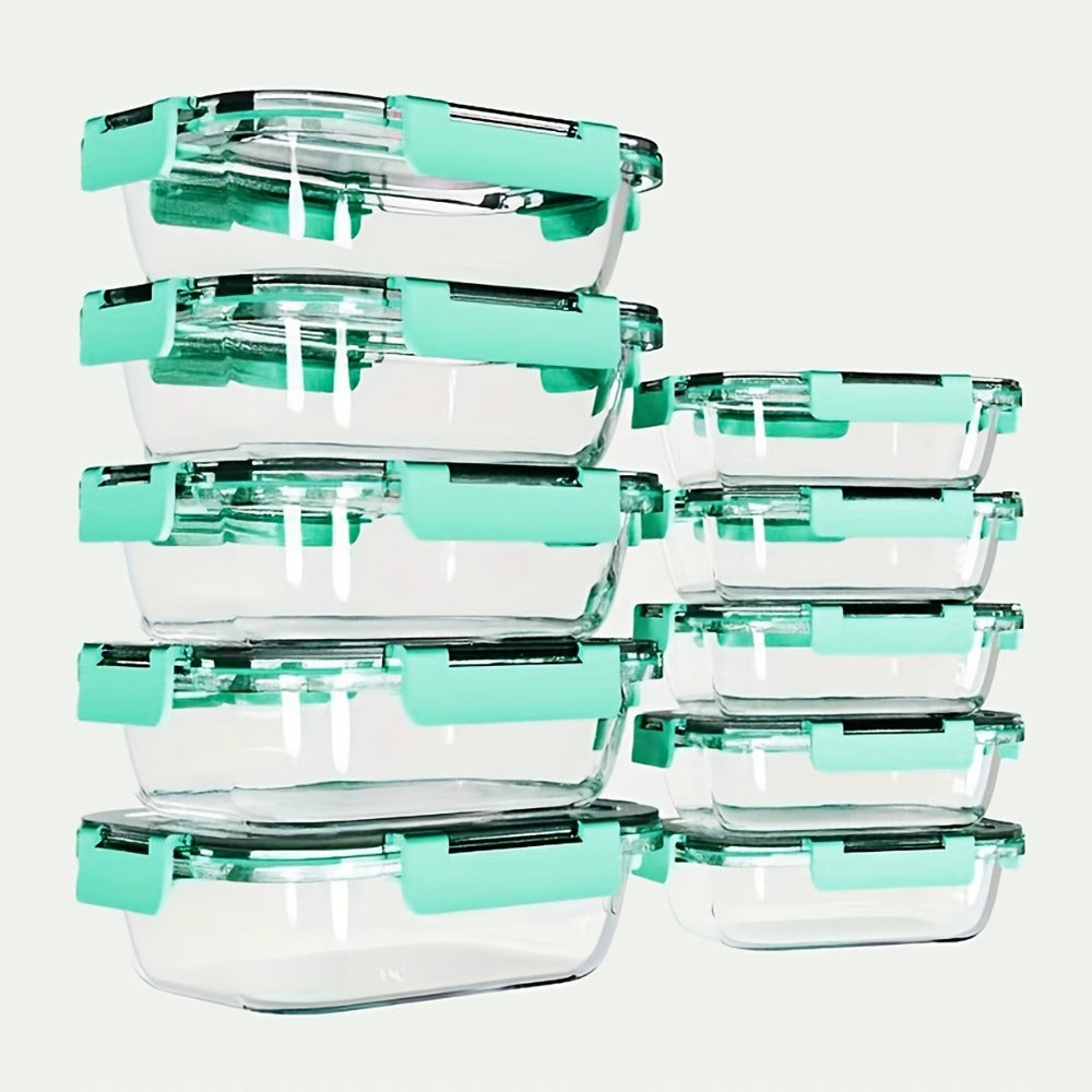 Glass Food Storage Containers with Lids 10PCS Set ¨C Airtight Leak-Proof Meal Prep Containers, Dishwasher & Oven Safe, Lunch & Leftover Storage