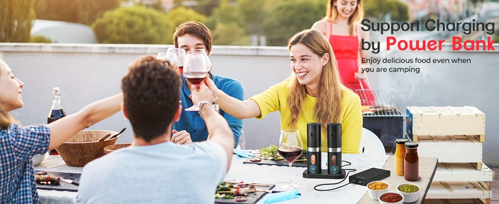 Electric Salt and Pepper Grinder Set 2-Pack Rechargeable with Charging Base & White Light - One-Hand Automatic Operation, Battery-Powered Salt Pepper Mill Set for Kitchen Cooking, Gift for Dad