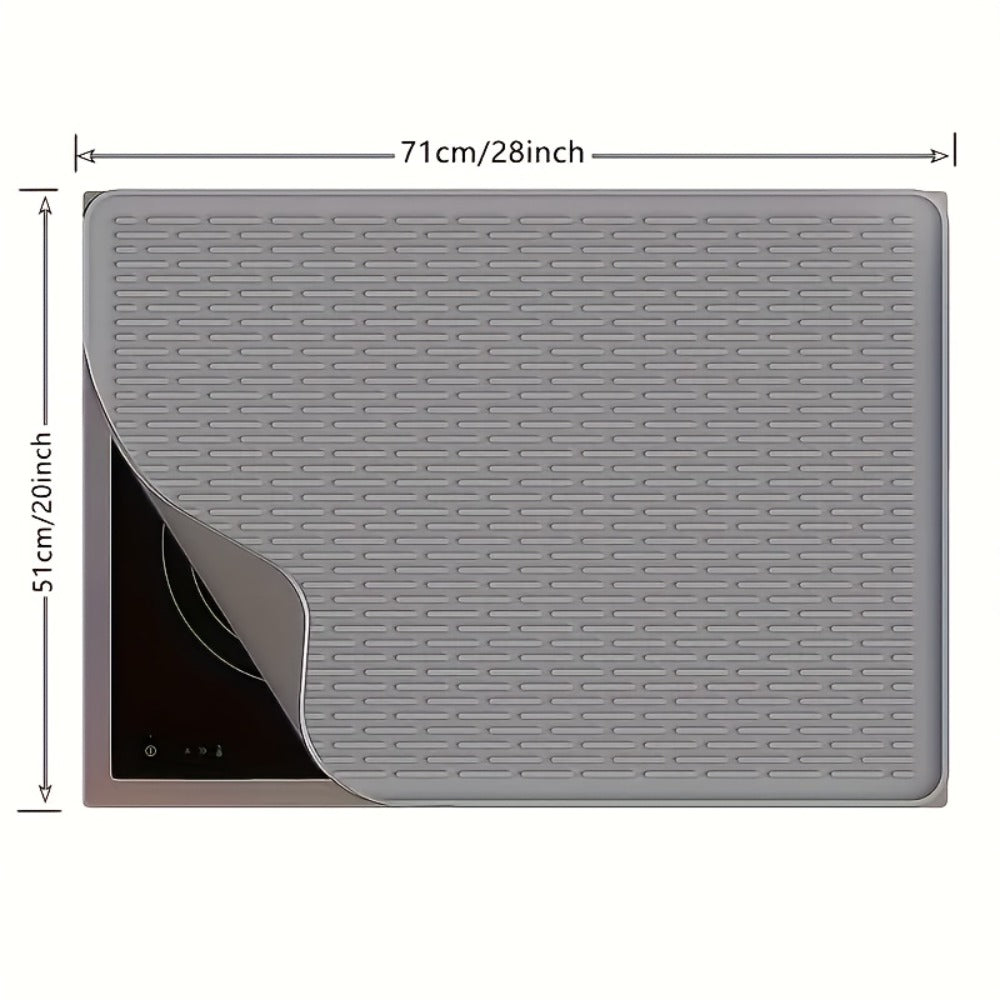 Silicone Stove Top Cover Mat ¨C Heat-Resistant 28x20 Inch Cooktop Protector & Dish Drying Mat for Gas & Electric Stoves ¨C Scratch-Resistant Kitchen Counter Guard ¨C 1 or 2 Pack with Magnetic Rack Option