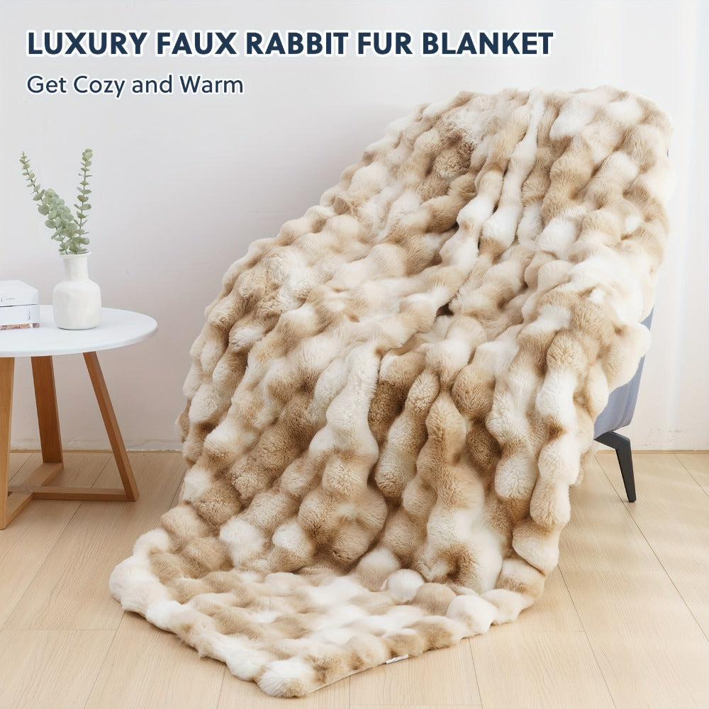 Faux Rabbit Fur Throw Blanket ¨C Ultra-Soft Plush Fleece for Bed, Couch, Sofa & Travel, All Season, 11 Colors, Throw to King Size