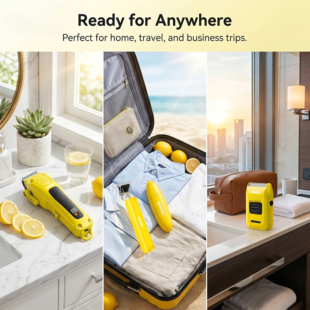 Hair Clippers for Men - 4-in-1 Cordless Trimmer Set, Rechargeable Electric Shaver with Beard Trimmer, Nose Hair Trimmer, Body Groomer & Hair Clipper Kit for Home Barber Use