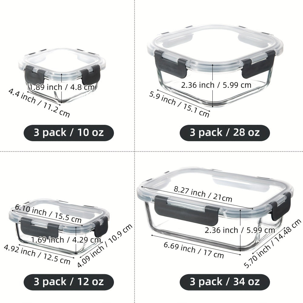 Glass Food Storage Containers with Airtight Lids - Borosilicate Glass Meal Prep Containers Set, Microwave Dishwasher Freezer Safe, BPA Free, Leak Proof Lunch Containers for Kitchen