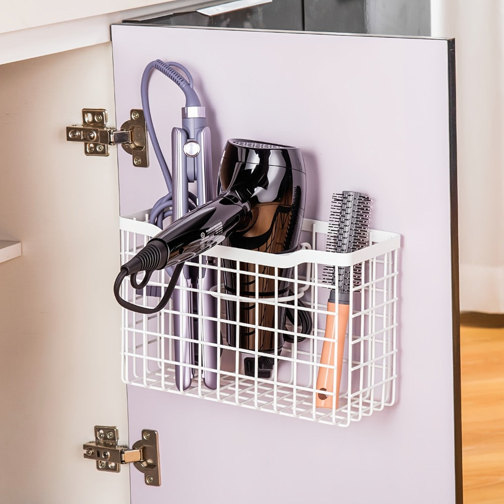 Hair Tool Organizer Wall Mounted Holder for Hair Dryer Curling Iron Straightener 3 Adjustable Heights Bathroom Storage