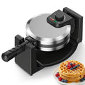 Belgian Waffle Maker 180¡ã Rotating Flip Waffle Iron, Non-Stick Plates, Adjustable Browning Control, Removable Drip Tray, Cool Touch Handle, Stainless Steel, Space-Saving Foldable Design ¨C Single & Double