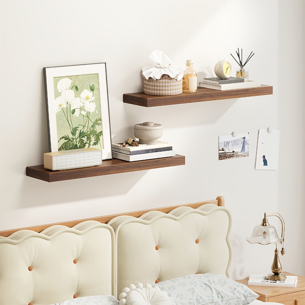 Floating Wall Shelves Set ¨C Wooden Wall-Mounted Shelves for Living Room, Kitchen & Bathroom (2/4/6pcs, 15.7¡±/19.7¡±/22¡±)