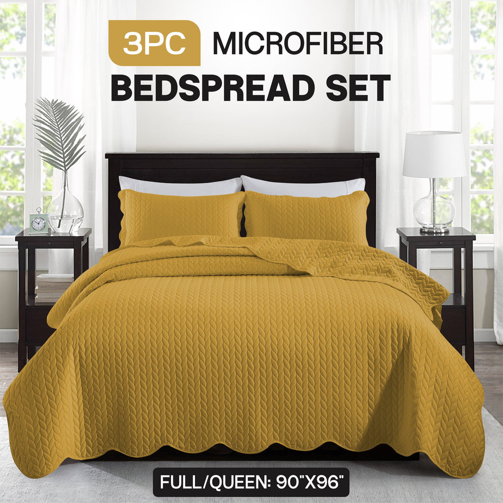 Bedspread Set 3-Piece Microfiber Floral Coverlet with Pillow Shams - Soft Breathable Lightweight All-Season Bed Cover for Queen King Twin California King