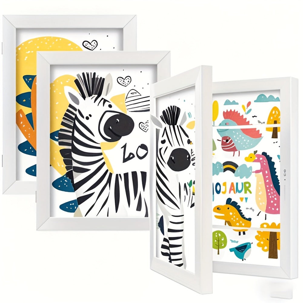 Kids Artwork Frame Front Opening Changeable 8.5x11 Children Art Display Picture Frame Holds 100+ Pieces for Drawing Crafts Photos 2 Pack 4 Pack Wood White