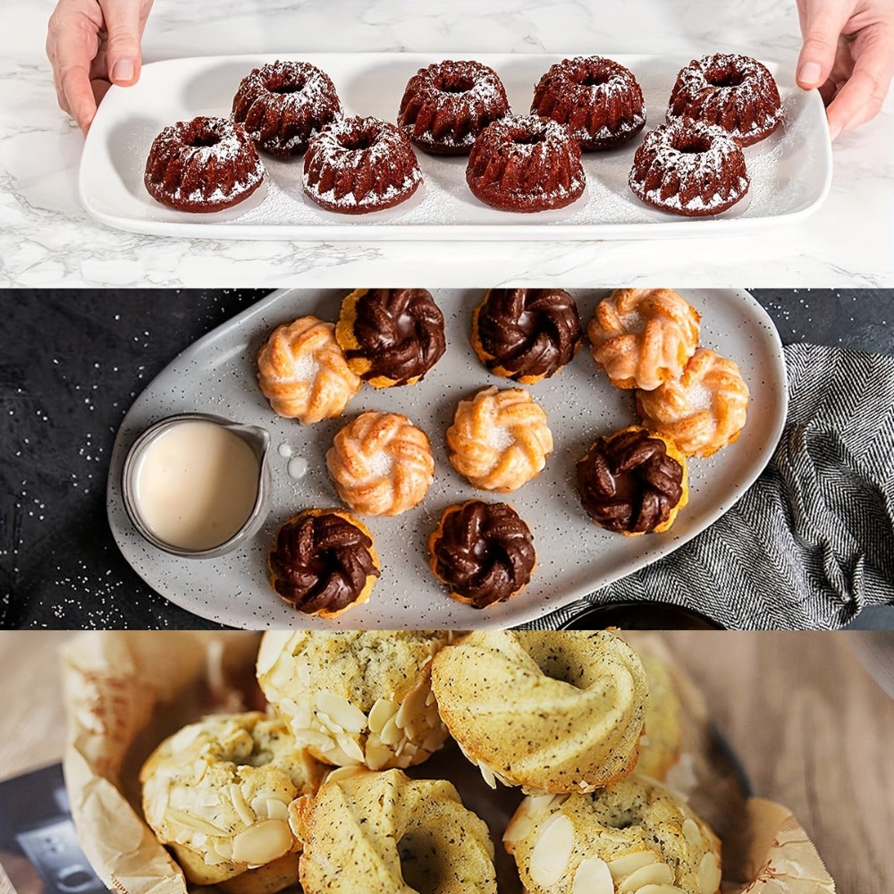Silicone Donut Mold 48pcs, Nonstick Silicone Baking Cups with 4 Shapes (Thread, Woven, Pumpkin, Flower), Muffin Jello Bagel Pan, Oven Microwave Dishwasher Safe Silicone Baking Molds for Donuts and Cupcakes
