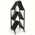 3/4/5-Tier Wheeled Storage Rack with Shelves ¨C Foldable Floor-Standing Utility Organizer