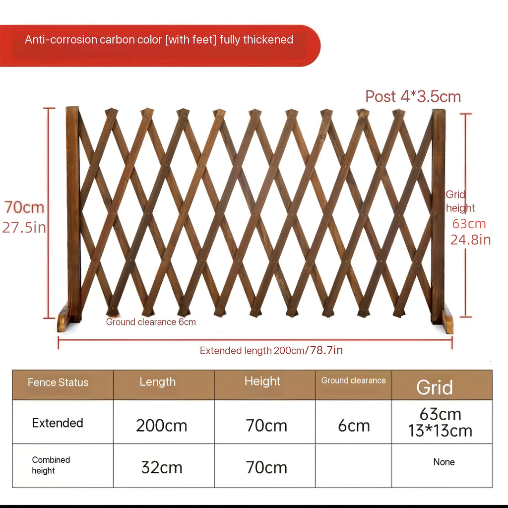 Expandable Wooden Pet Gate Fence Freestanding Retractable Indoor Outdoor Safety Barrier for Dogs Cats - Dark Style Thickened Wood Yard Garden Play Area Divider 27.56 Inch and 35.43 Inch Height Options