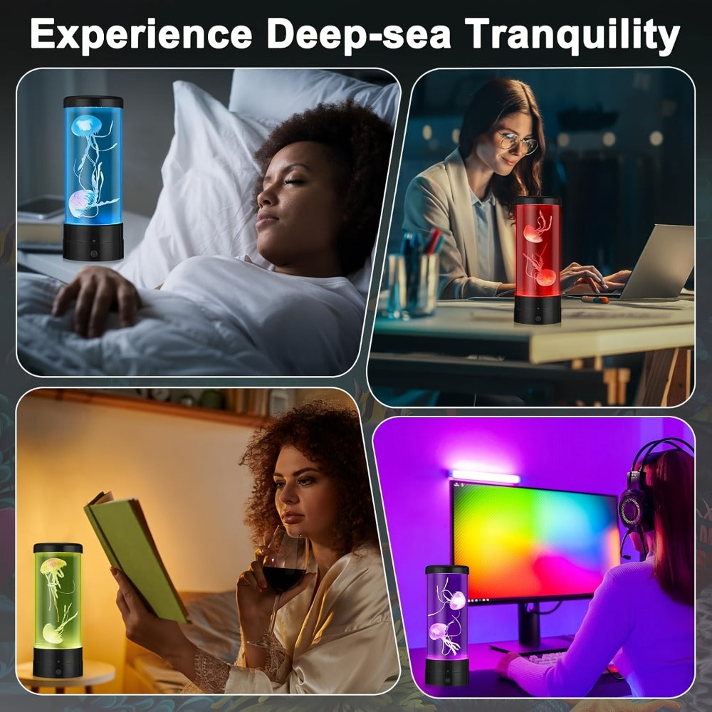 Jellyfish Lamp LED Floating 7 Color Mood Light | Electric Fantasy Jellyfish Tank Table Lamp for Home & Office Decor ¨C Ambient Night Light Gift for Men, Women & Mother's Day