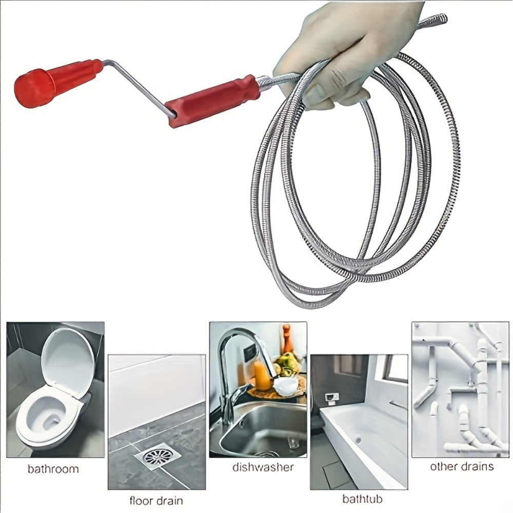 Drain Snake Pipe Cleaner ¨C Flexible Drain Auger for Toilet, Sink, Shower & Sewer Clog Removal, Reusable Spring Wire Drain Unclogger