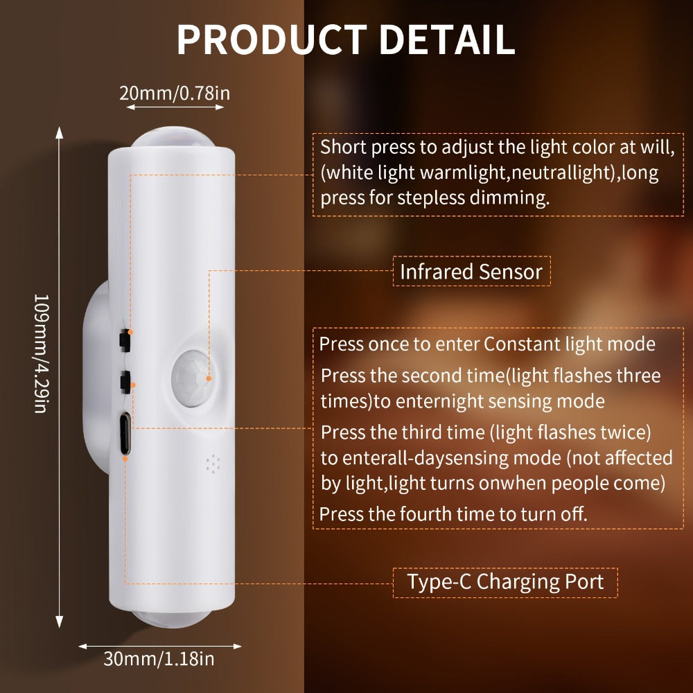 RGB Magnetic Night Light LED Ambient ¨C Multi-Color Motion Sensor, No-Drill Magnetic Install, Long Battery Life for Living Room, Bedroom, Hallway, Stairs & Bar (1pc or 5-Pack)