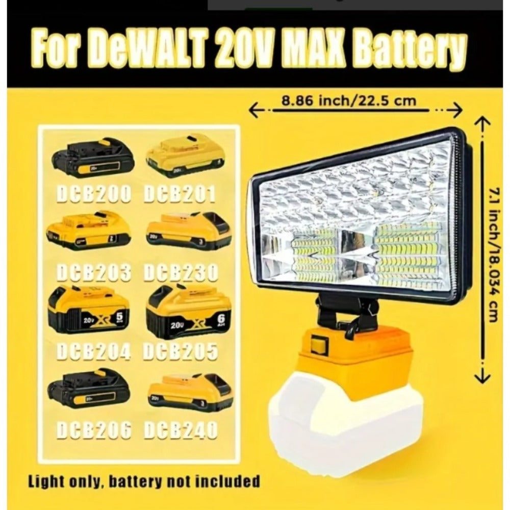Cordless LED Work Light for DeWalt 20V Battery ¨C 30W/90W 1800/5400 Lumen LED Floodlight | Battery Powered Work Light for Automotive Repair, Construction Site & Emergency Lighting | Battery Not Included