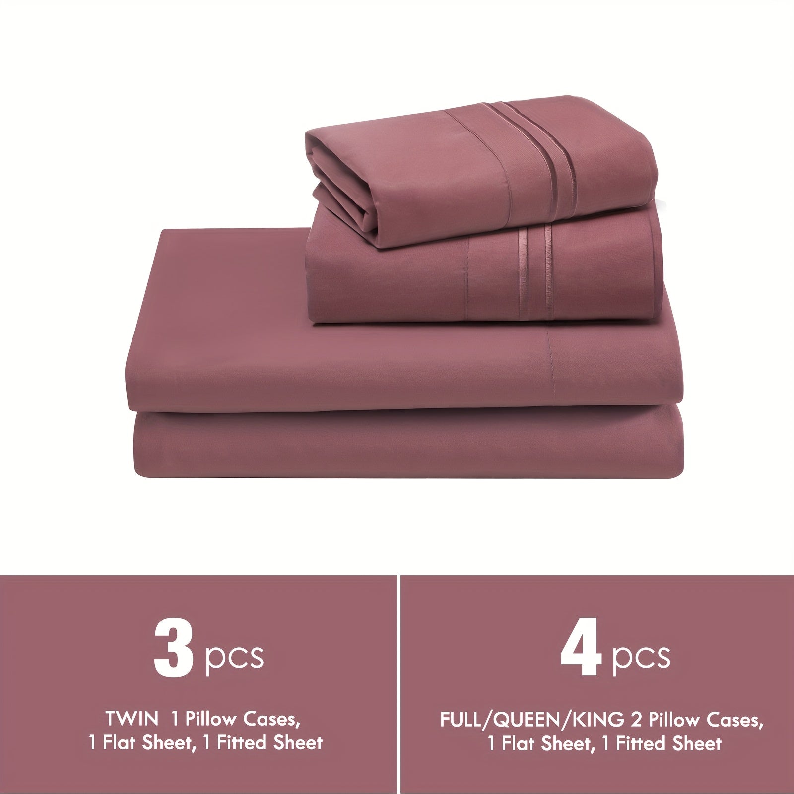 Fitted Sheet Set Deep Pocket | Soft Cooling Breathable Bedding 3-4pcs Fade-Resistant All-Season for Twin Full Queen King ¨C Solid Color Bed Sheets for Dorm Guest Room Everyday Use
