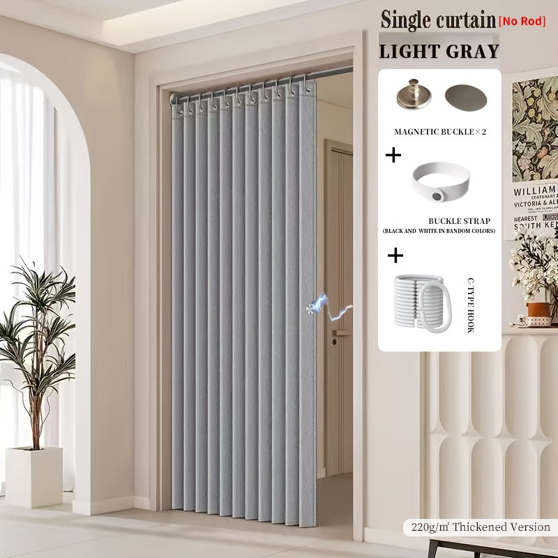 Magnetic Room Divider Curtain Doorway - Rodless Bohemian Striped Door Curtain, 210GSM Thickened Polyester, Natural Drape, Space Partition for Living Room Bedroom Kitchen, Machine Washable, No Rod Needed