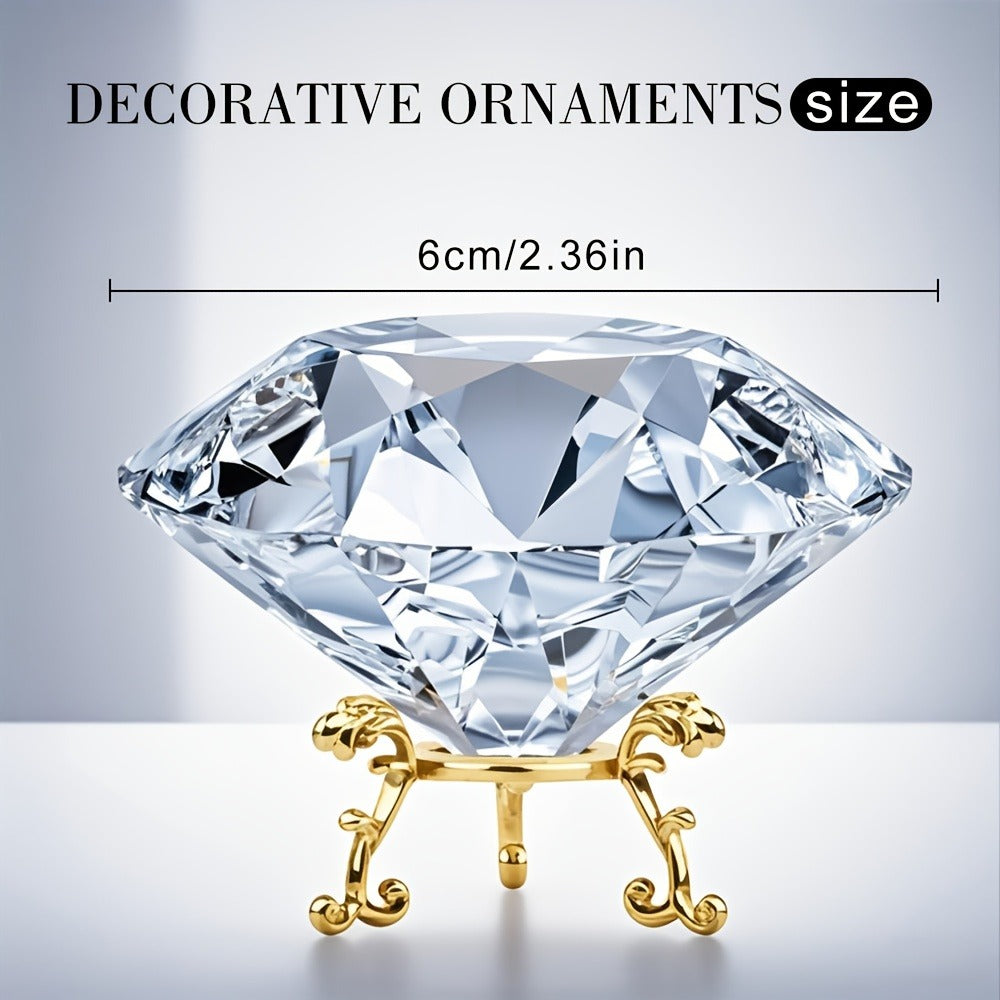 Crystal Sun Catcher with Gold Stand - Quadrilateral Decorative Crystal Stone Paperweight Rainbow Light Prism for Living Room Bedroom Home Decor Holiday Gift Christmas Valentine's Day