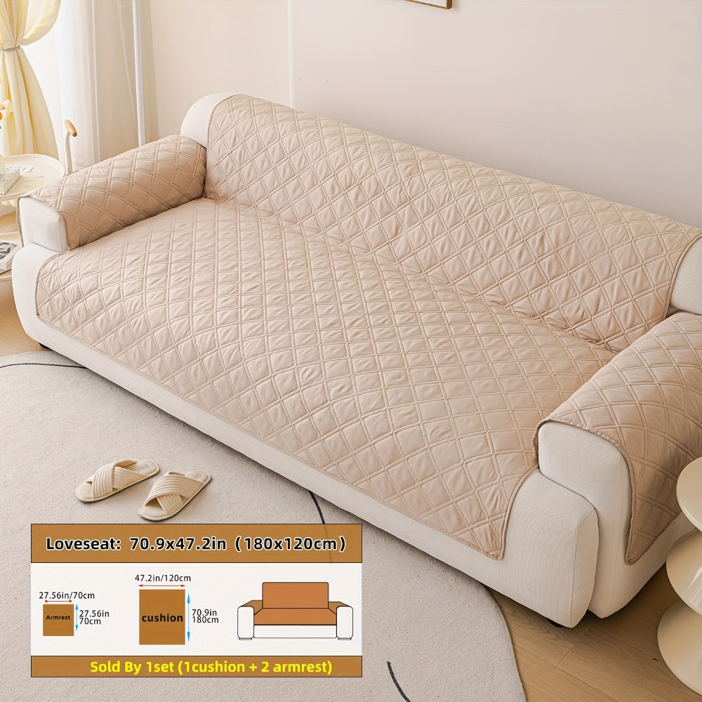 Soundwave Embossed Sofa Cover 3pcs with Armrests - Pet Friendly Anti-Slip Durable Couch Slipcover Set for Loveseat 3 4 Seater Sofa Protection Decoration, 5 Colors