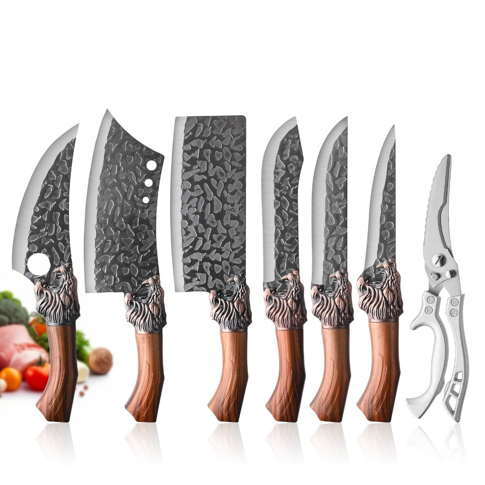 Kitchen Knife Set 3/7pc Professional Chef Knife Set with Butcher Boning Scissors | Stainless Steel Cooking Knives for Home Hotel Camping