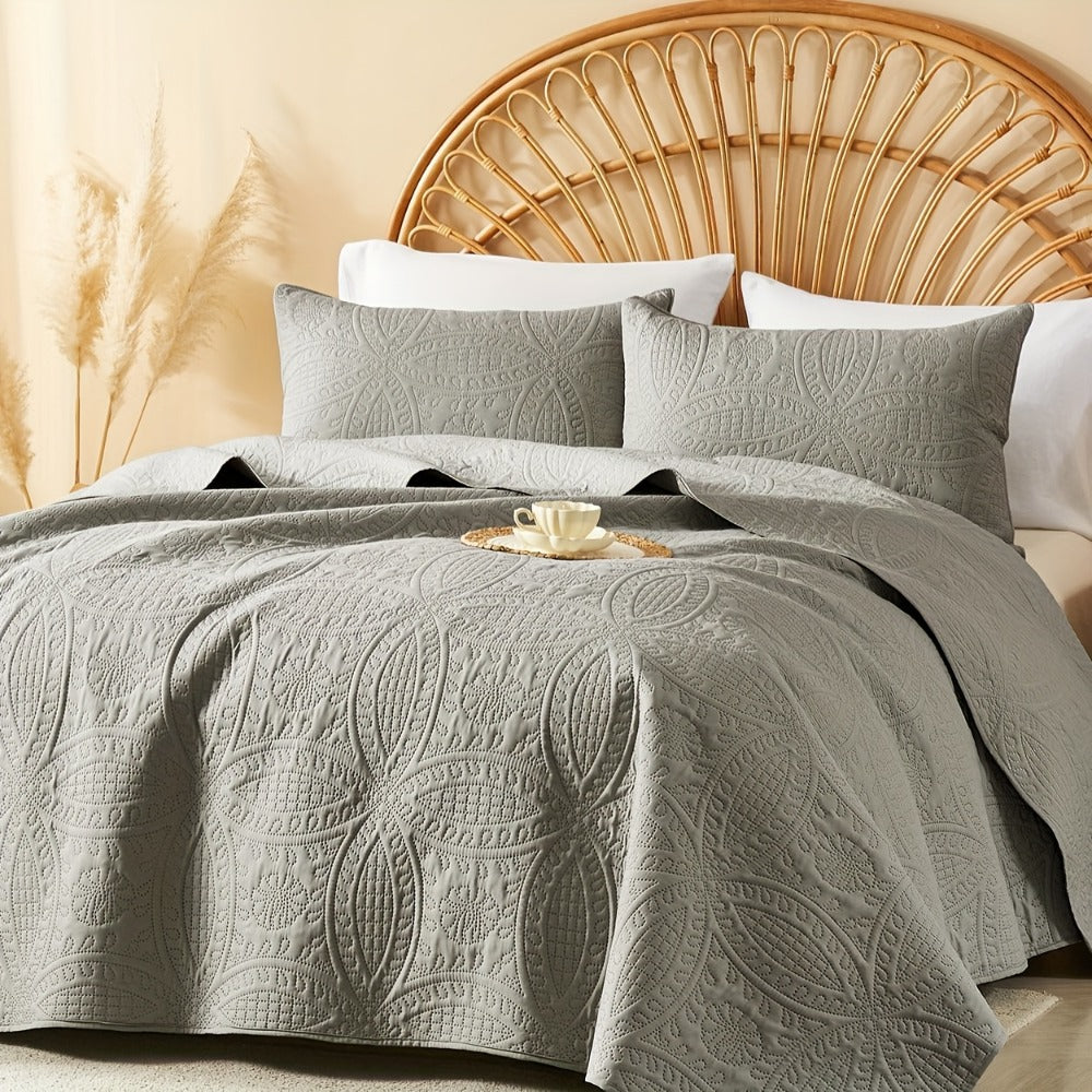 Quilt Set 2-3pcs ¨C Lightweight Microfiber Bedspread Coin Pattern Coverlet All Seasons Twin Full Queen King Cal King