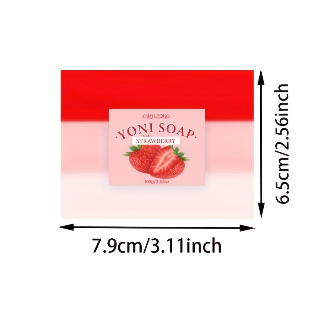 Strawberry Intimate Soap for Women 100g pH Balancing Feminine Wash Bar Gentle Cleansing Long-Lasting Fresh Fragrance Daily Feminine Hygiene Care 3 or 6 Pack