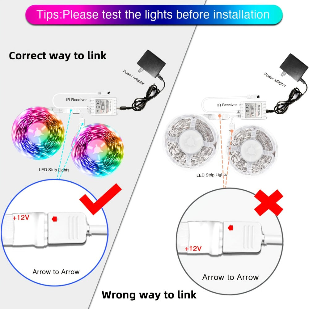 RGB LED Strip Lights 50ft/100ft ¨C Color Changing Tape Light with 44-Key Remote, 20 Colors & 8 Modes, Easy Install, for Bedroom, Living Room, Kitchen, Bar, Wedding & Party Decoration