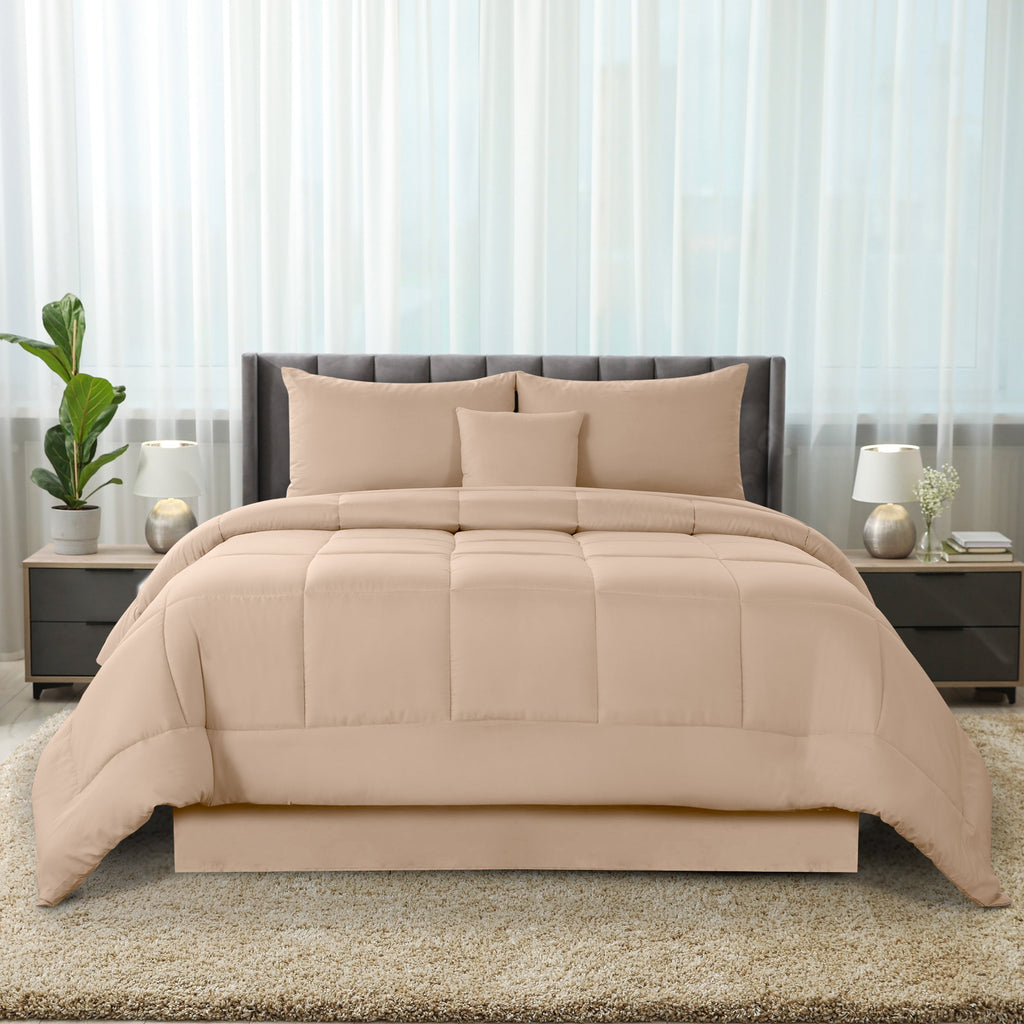 5-Piece Comforter Set ¨C Down Alternative Reversible Quilted Bedding with Bed Skirt & Pillow Shams, Twin Queen King, All Seasons ¨C 13 Colors
