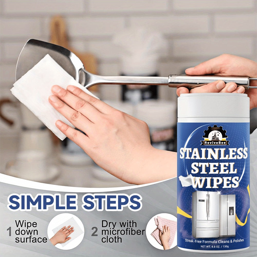 Stainless Steel Cleaning Wipes Kitchen 1 or 2 Barrel - Gentle Formula Safe for Hands, Quick Deep Cleaning of Stainless Steel Appliances Surfaces Sinks & Cookware, Streak-Free Kitchen Cleaning Wipes